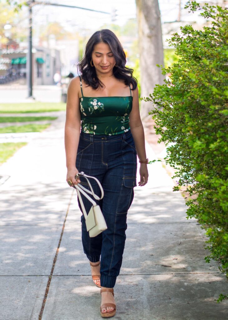 I love how this silky floral tank from Reformation takes the joggers to another level & makes them perfect for a night out.