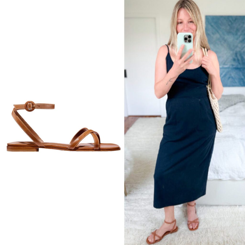 Margaux The Flat sandal in tan nappa leather